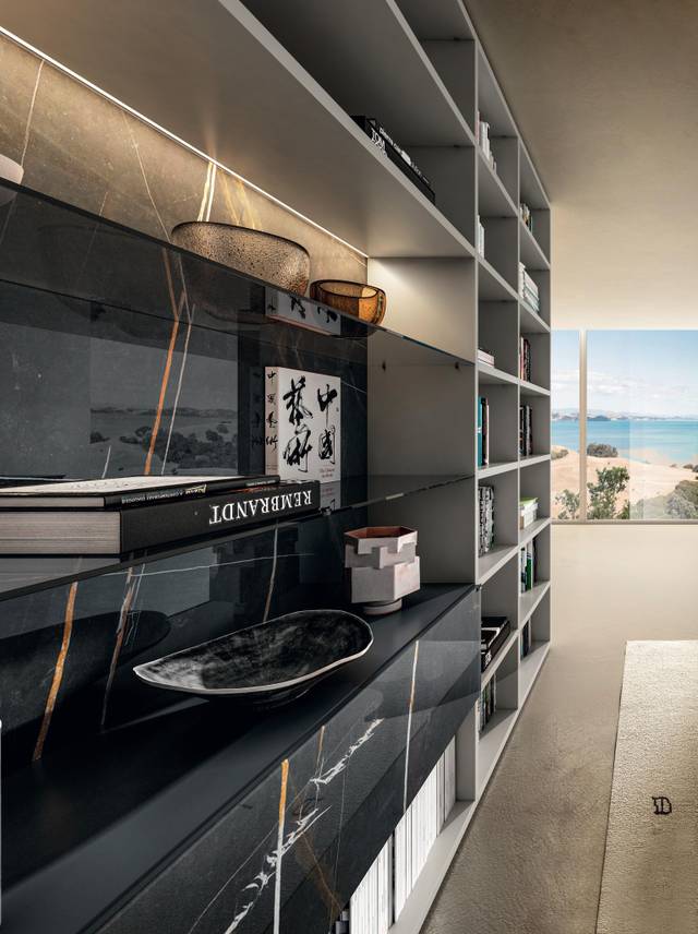libreria su misura con ripiani in vetro | Libreria 30mm | LAGO