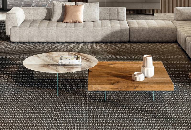 Mesas de centro de madera y cristal para el salón | Mesita Redonda Air | LAGO Mesas de centro de madera y cristal para el salón | Mesita Redonda Air | LAGO