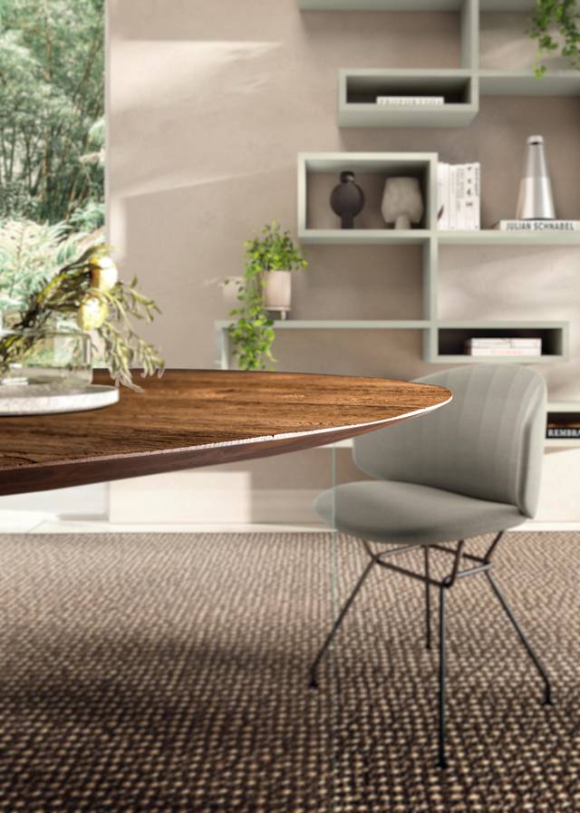 round table with slim wooden top | Air Slim Table | LAGO