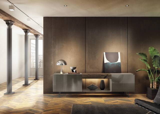 buffet  moderne en verre beige et bois beige | Buffet 36e8 | LAGO