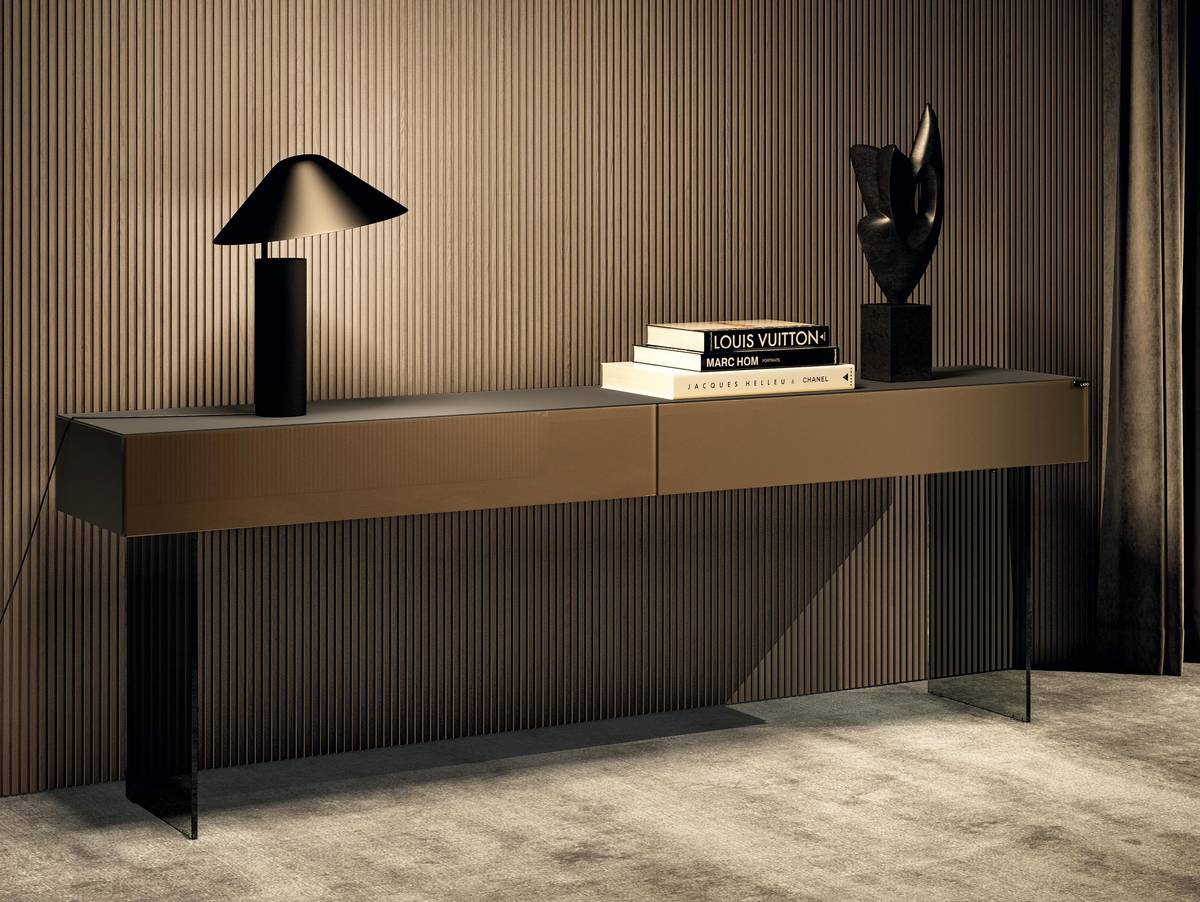 wall-mounted entrance console unit on glass legs | 36e8 Console | LAGO wall-mounted entrance console unit on glass legs | 36e8 Console | LAGO