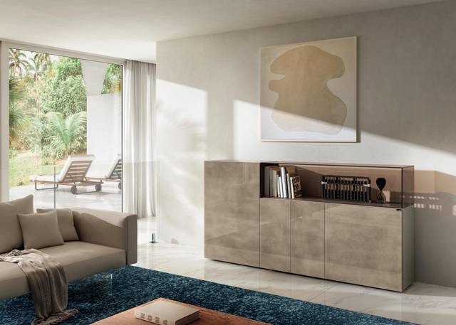 aparador de diseño cristal titanio | Aparador 36e8 Glass | LAGO